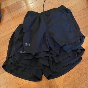 THREE black under armour exercise shorts men’s L!
